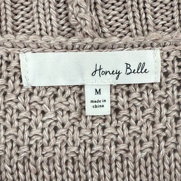 Honey Belle Rivington Textured Open Cardigan Sweater Blush Pink Women Medium - Picture 3 of 5